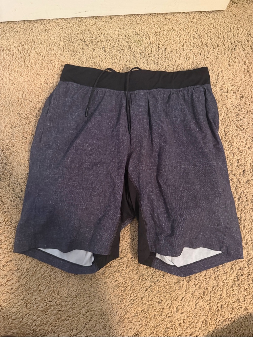 lululemon athletica Men's Navy Athletic Shorts with Black Waistband